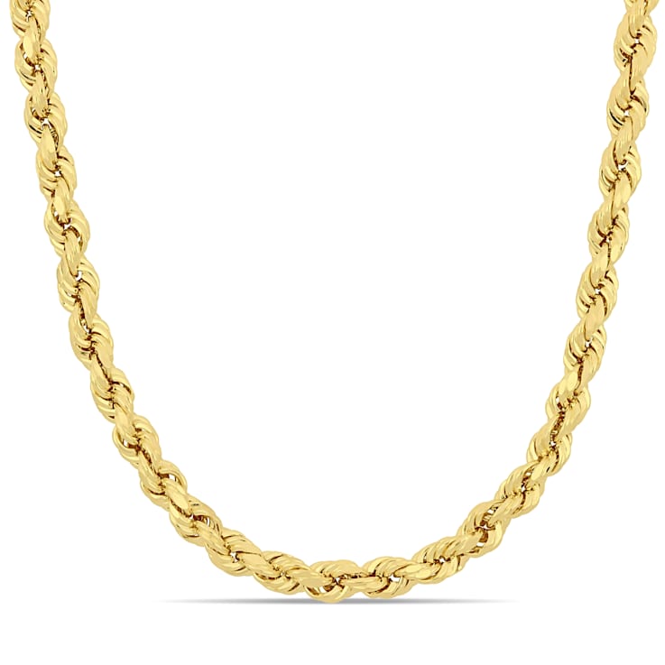 22 Inch Rope Chain Necklace in 10k Yellow Gold (5 mm)