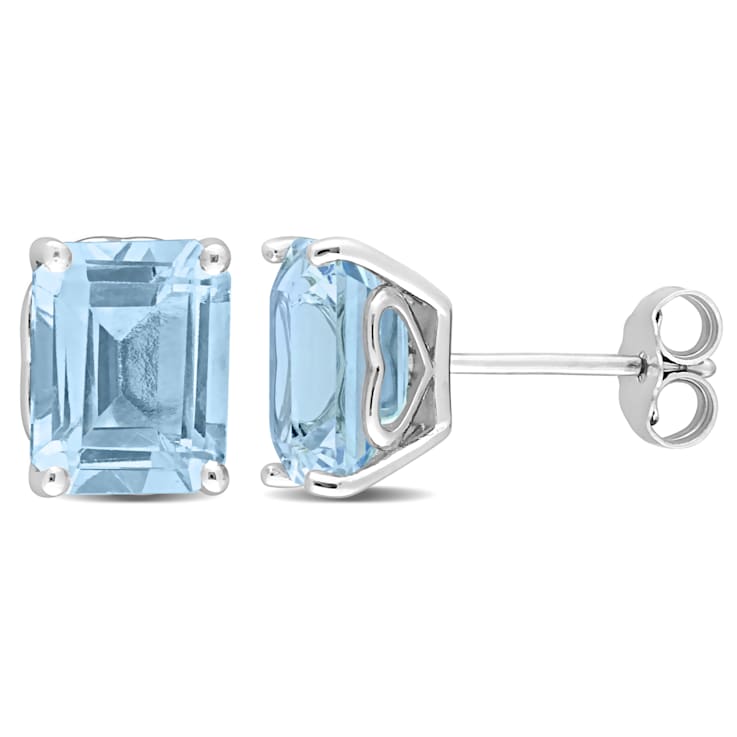 5 7/8 CT TGW Octagon Sky Blue Topaz Stud Earrings in