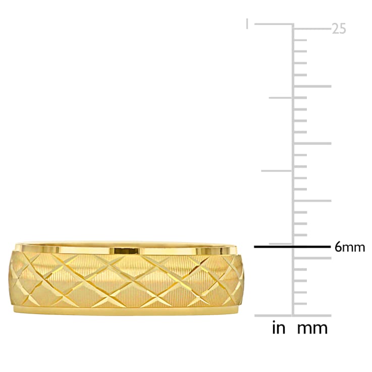 Ladies 6mm Lattice Wedding Band in 14K Yellow Gold