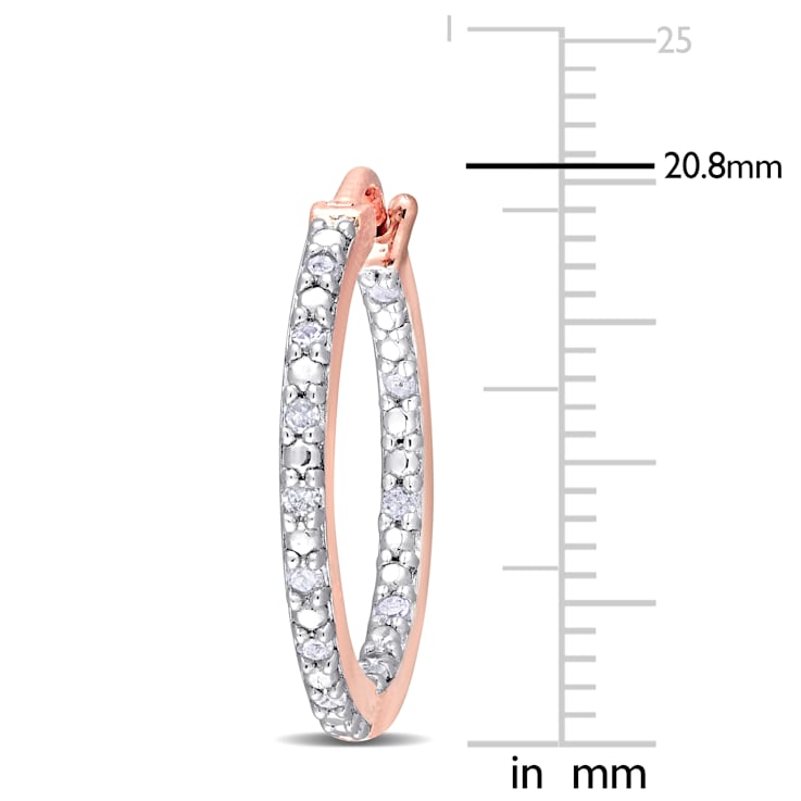 1/4 CT TW Diamond Inside Outside Hoop Earrings in Rose Gold Over
Sterling Silver