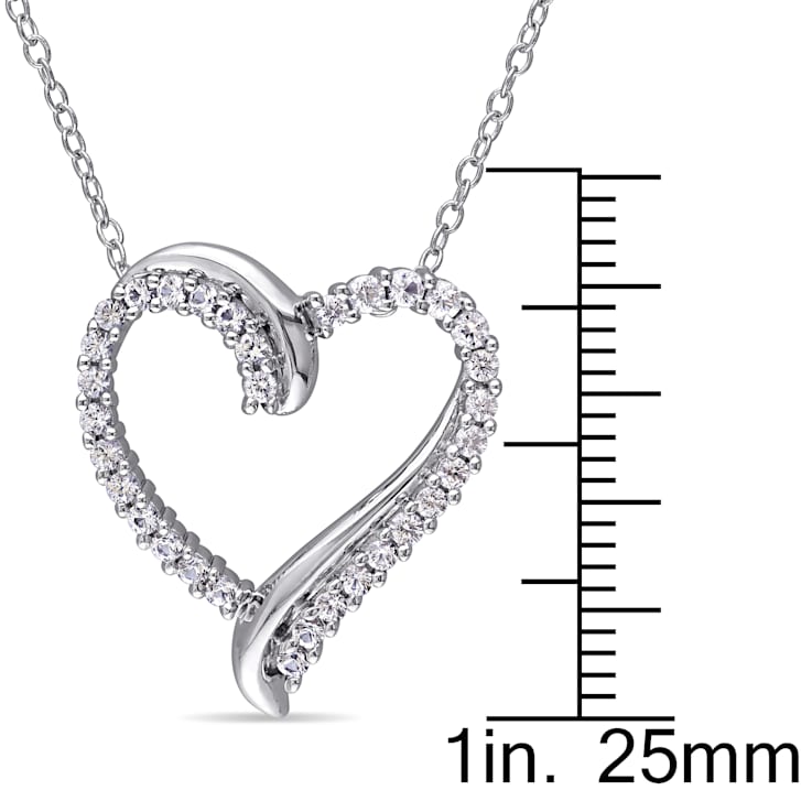 3/4 CT TGW Created White Sapphire Crossover Heart Pendant with Chain in
Sterling Silver