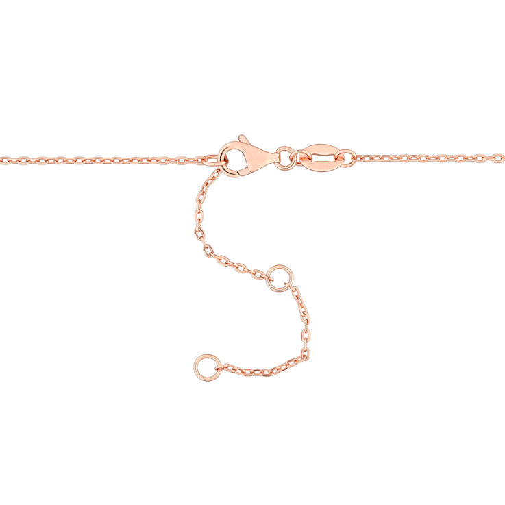3/4ctw Pink Tourmaline Bead Bar Necklace in Rose Plated Sterling Silver