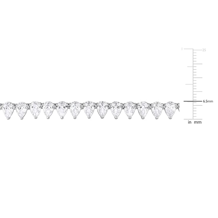 44 1/2 CT TGW Created White Sapphire Teardrop Tennis Necklace in
Sterling Silver