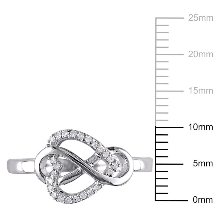 1/10 CT TW Diamond Infinity Heart Ring in Sterling Silver