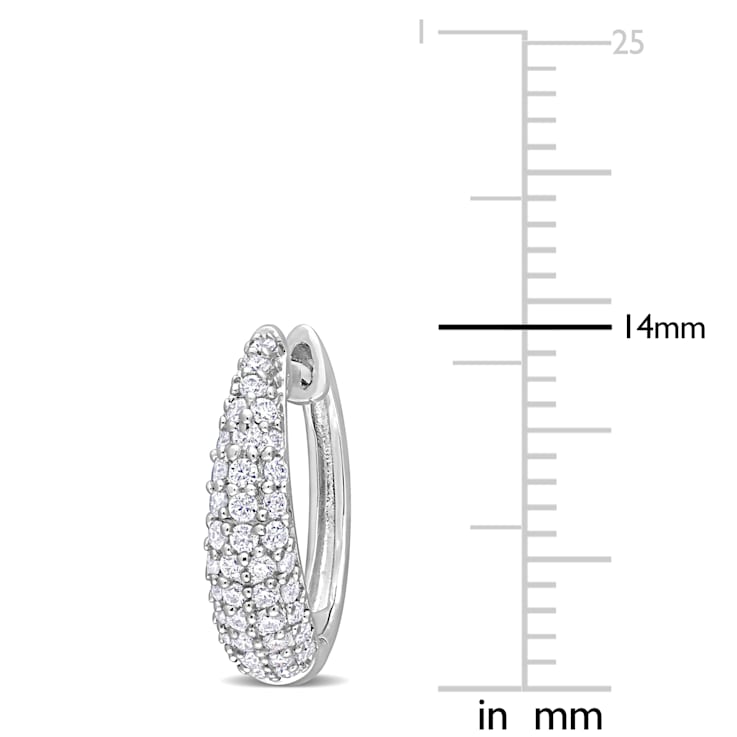 2/5 CT TGW Created Moissanite Hoop Earrings in Sterling Silver