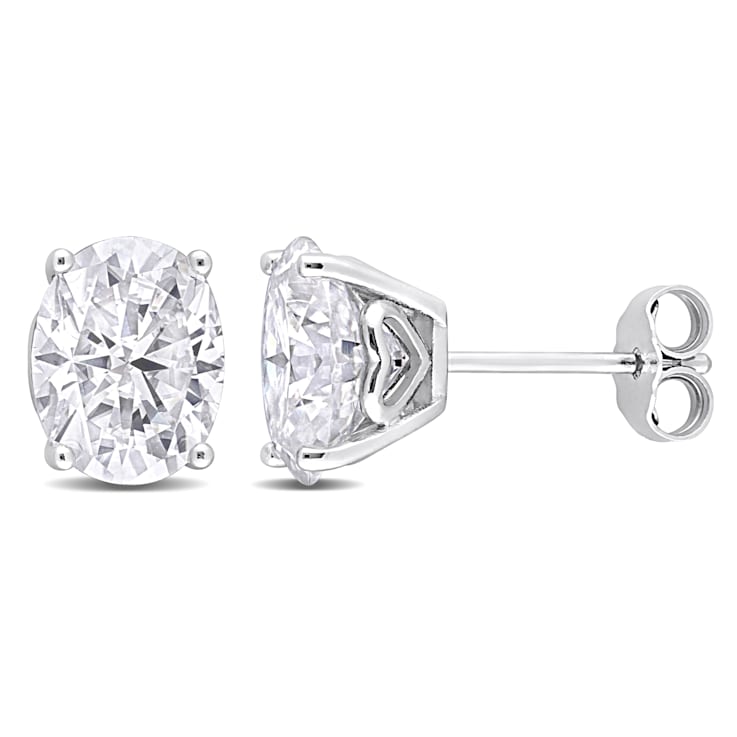 4 CT TGW Oval Created Moissanite Stud Earrings in Sterling Silver