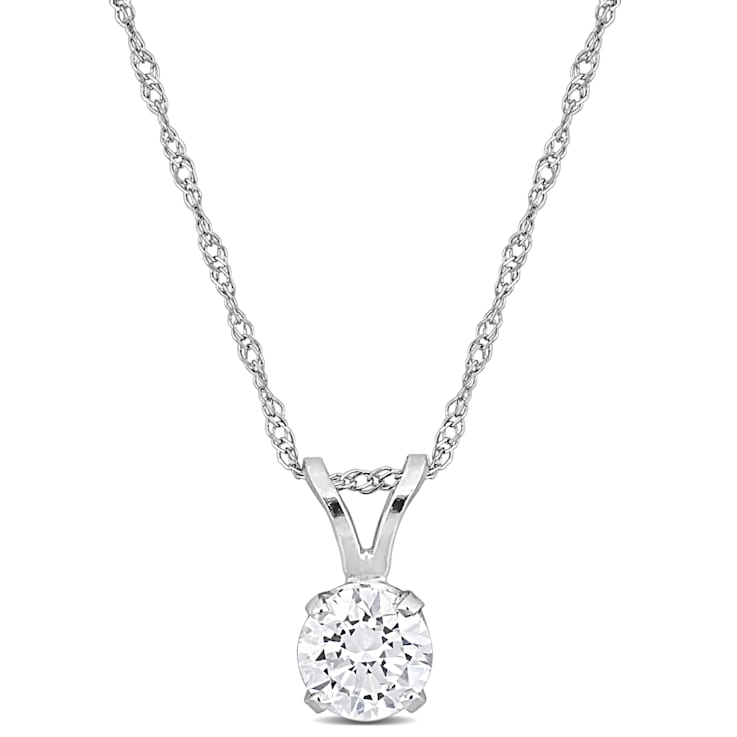 0.50ctw Lab-Grown Diamond Solitaire Pendant with Chain in 14K White Gold
