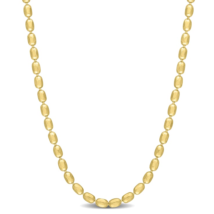 Oval Ball Chain Necklace in Yellow Plated Sterling Silver