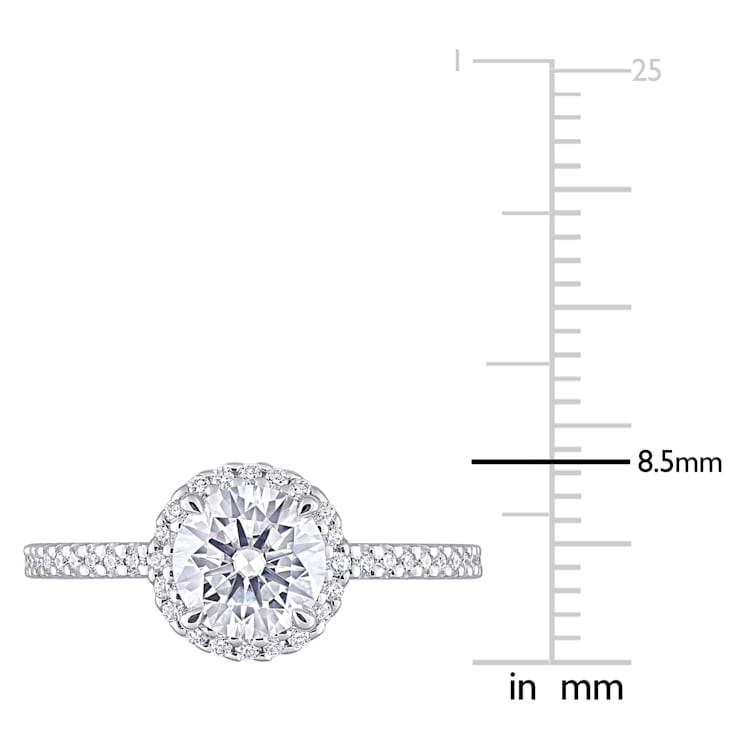 1 1/4 CT DEW Created Moissanite Halo Ring in Sterling Silver