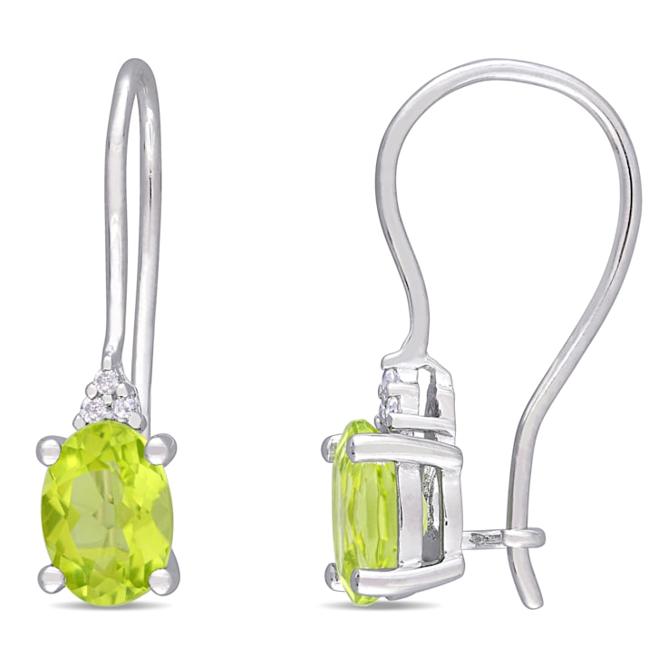 1-5/8ctw Peridot and Diamond Accent Drop Earrings in Sterling Silver