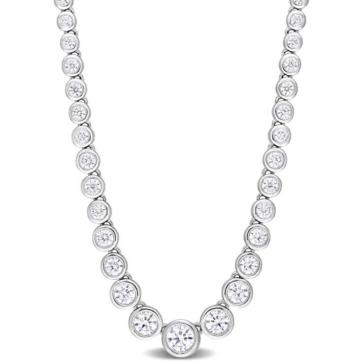 2 3/4 CT TGW Created Moissanite Graduated Necklace in Sterling Silver