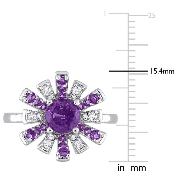 1 3/8 CT TGW African-Amethyst and Topaz Starbust Cocktail Ring in
Sterling Silver
