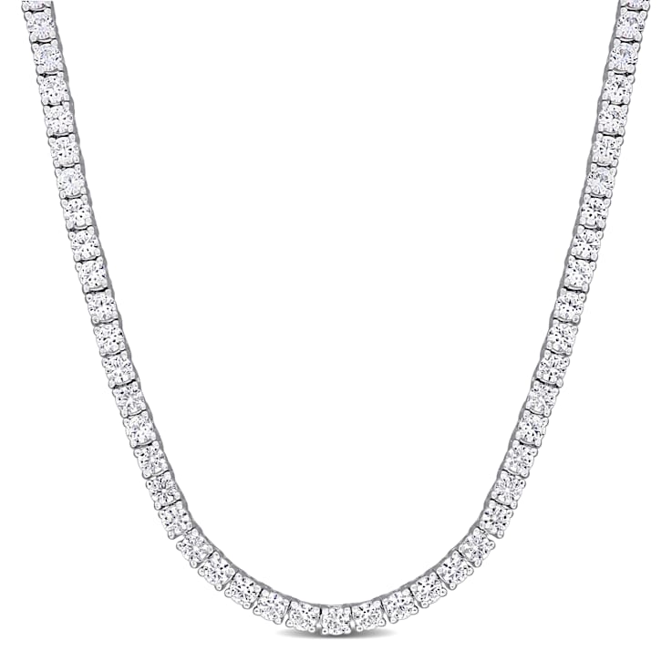 11 1/3 CT TGW Created White Sapphire Tennis Necklace in Sterling Silver