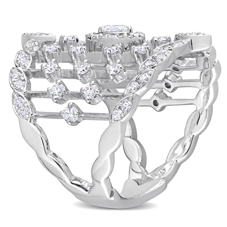 1/5 CT TW Diamond Vine Design Vintage Ring in 14K White Gold