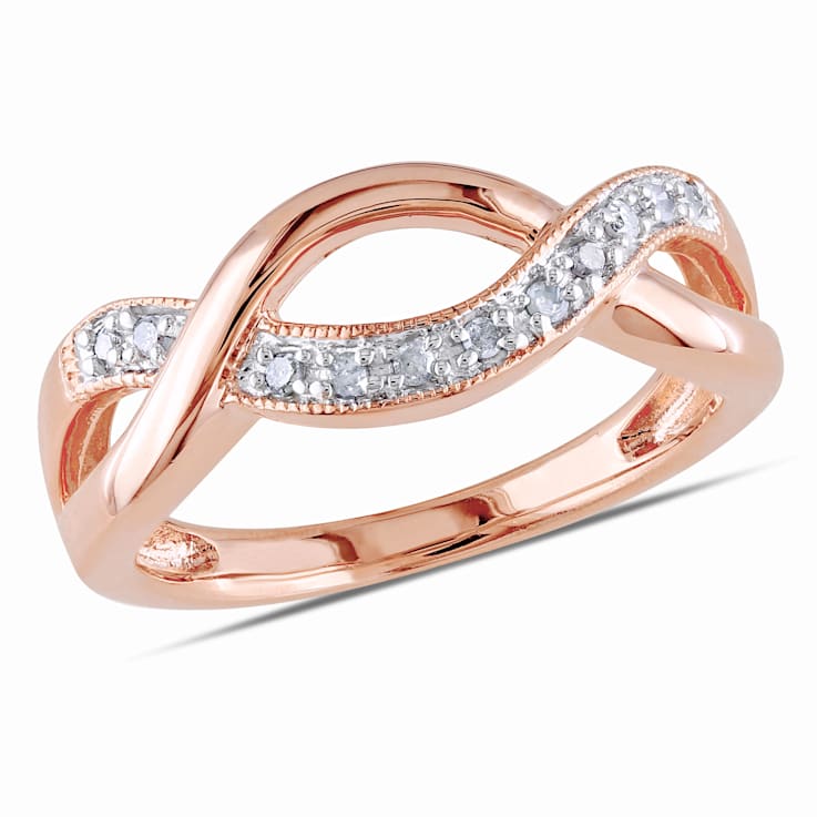 1/10ctw Diamond Twist Ring in 18K Rose Gold Over Sterling Silver