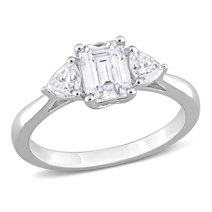 1 5/8 CT TGW Created Moissanite 3-Stone Ring in Sterling Silver