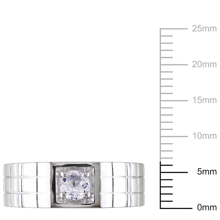 1/3 CT TGW CREATED WHITE SAPPHIRE MENS RING IN STERLING SILVER