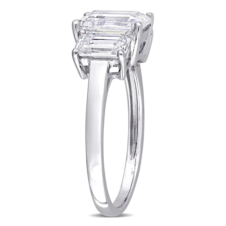 2-3/4 CT DEW Created Moissanite 3-Stone Engagement Ring in 10K White Gold