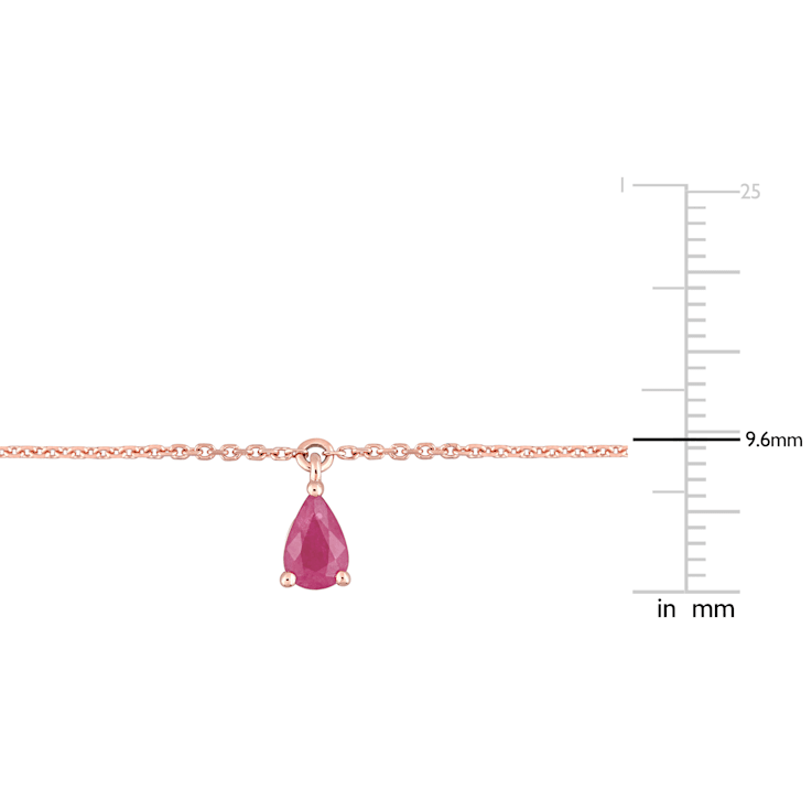 2 1/2 CT TGW Ruby Station Drop Necklace in 14K Rose Gold