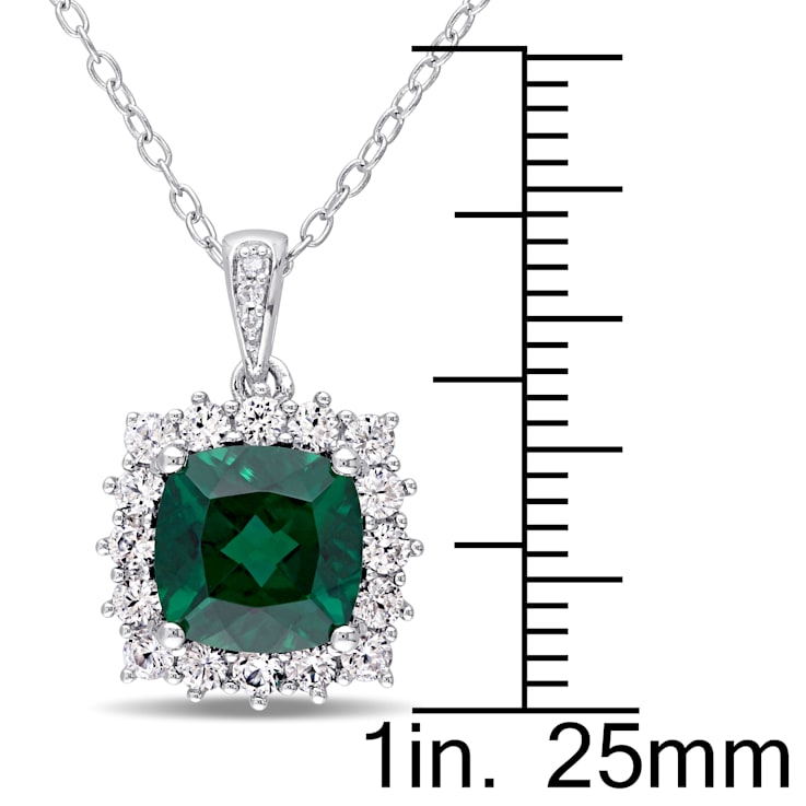 2 3/8 CT TGW Multi-Gemstones and Diamond Accent Pendant with Chain in
Sterling Silver