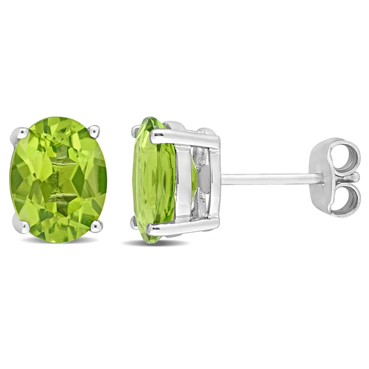 3 4/5 CT TGW Oval Peridot Stud Earrings in Sterling Silver