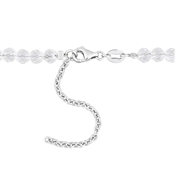 16 CT TGW White Topaz Beaded Necklace in Sterling Silver Clasp