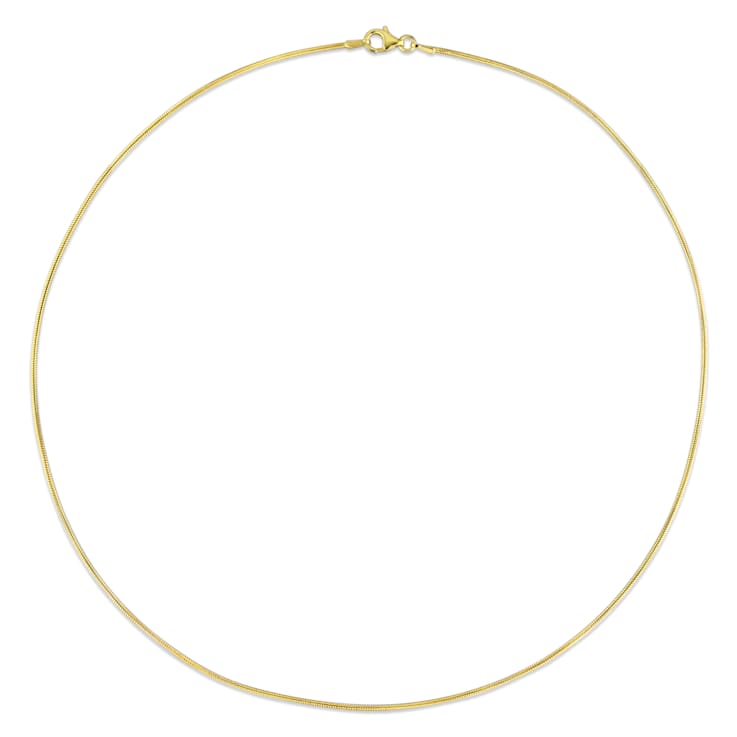 1.2MM Snake Chain Necklace in Yellow Plated Sterling Silver