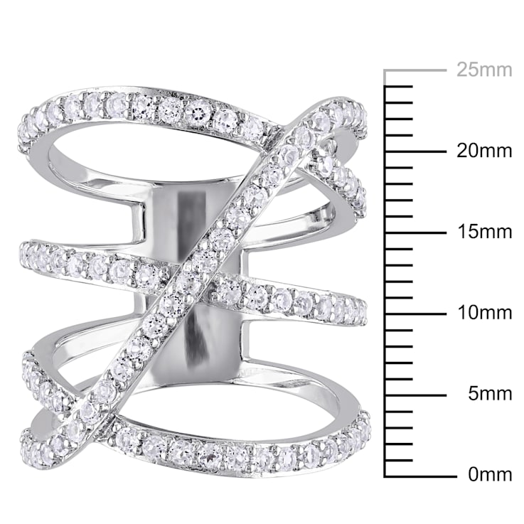 2 2/5 CT TGW White Topaz Crossover Split Shank Ring in Sterling Silver