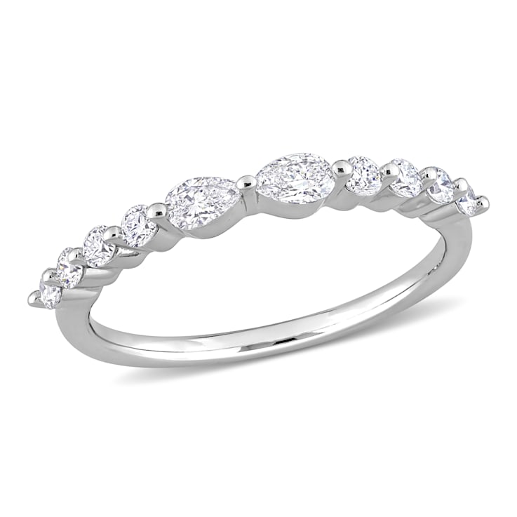 5/8 CT TGW Lab Grown Diamond Band in Platinum Plated Sterling Silver