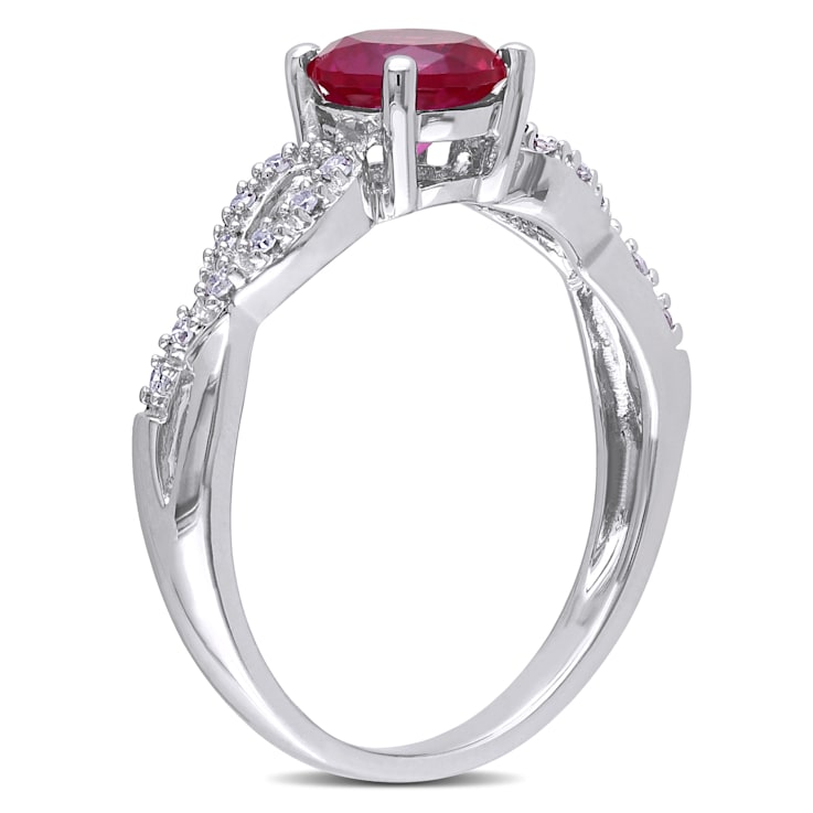 1 CT TGW Created Ruby and 1/10 CT TW Diamond Infinity Engagement Ring in
10K White Gold