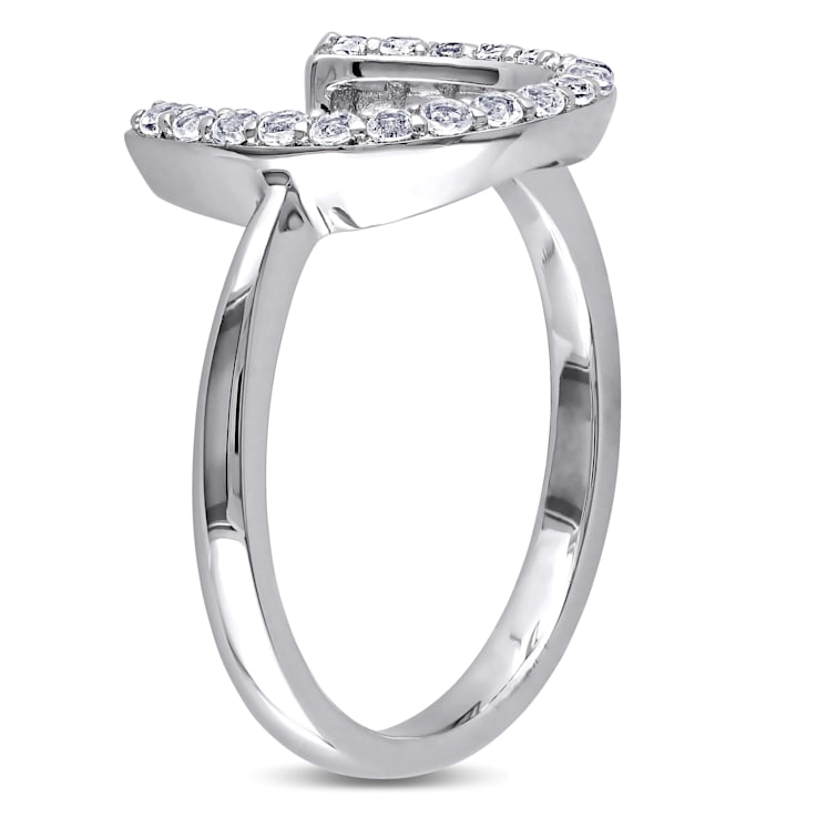 0.54 CTW White Topaz Horseshoe Ring in Sterling Silver