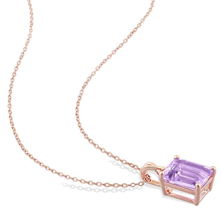 5/8 CT TGW Rose de France and White Topaz Pendant with Chain in Rose
Plated Sterling Silver