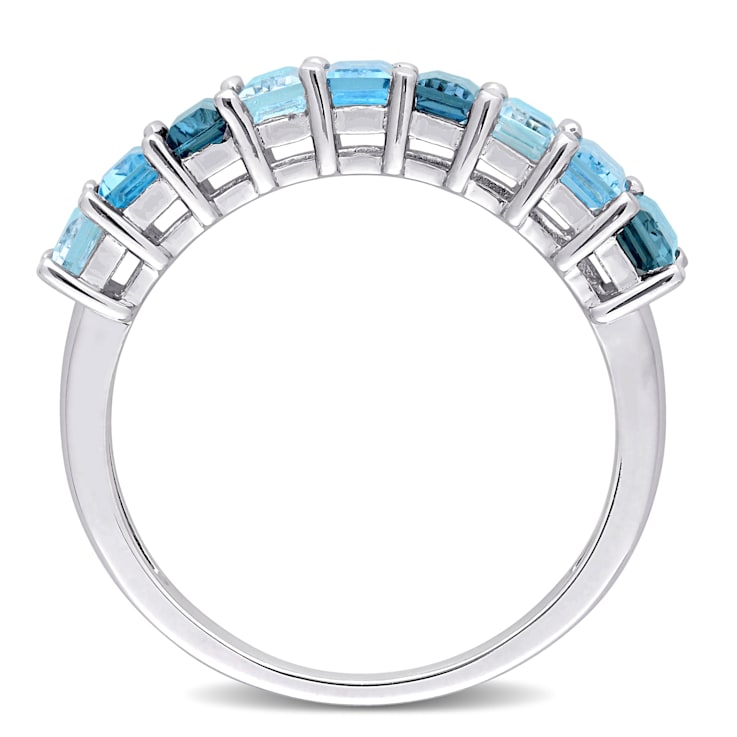 2 1/2 CT TGW Sky Blue, London Blue and Swiss Blue Topaz Ring in Sterling Silver