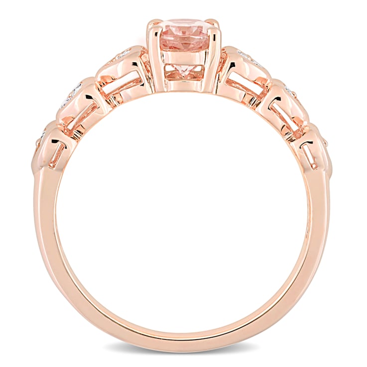 7/8 CTW Morganite and White Topaz Ring in Rose Gold Plated Sterling Silver