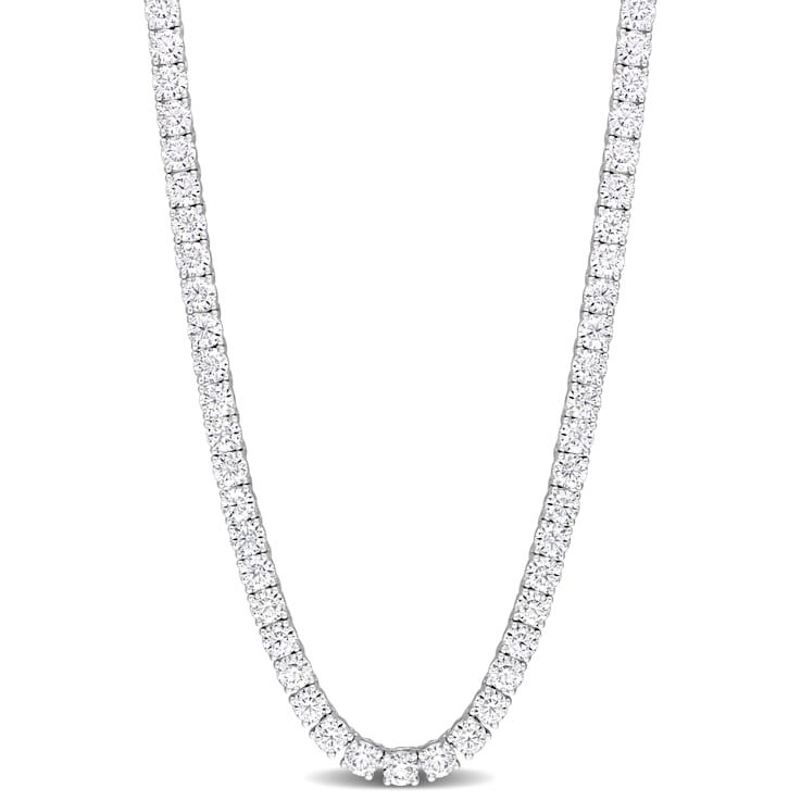 26 1 2 CT DEW Created Moissanite Tennis Necklace in Sterling Silver 1856FA