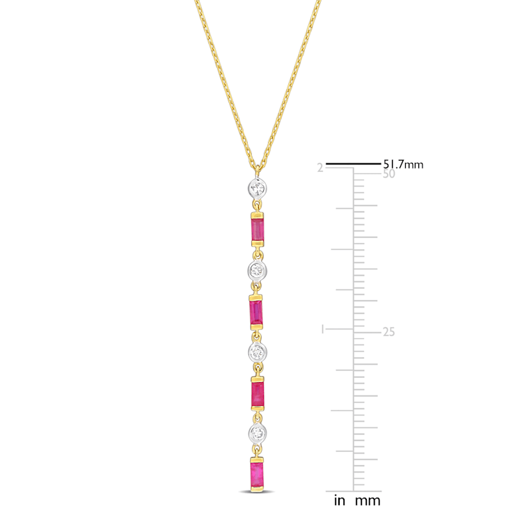 3/4 CT TGW Ruby and 1/5 CT TW Diamond Necklace in 10K Yellow Gold
