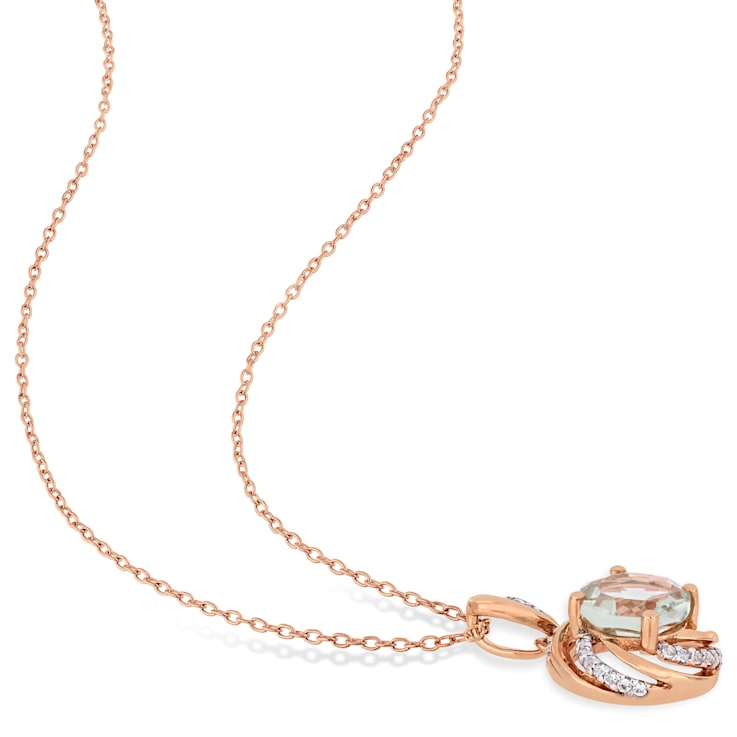 1 7/8 CT TGW Multi-Gemstones and Diamond Accent Pendant with Chain in
Rose Plated Sterling Silver