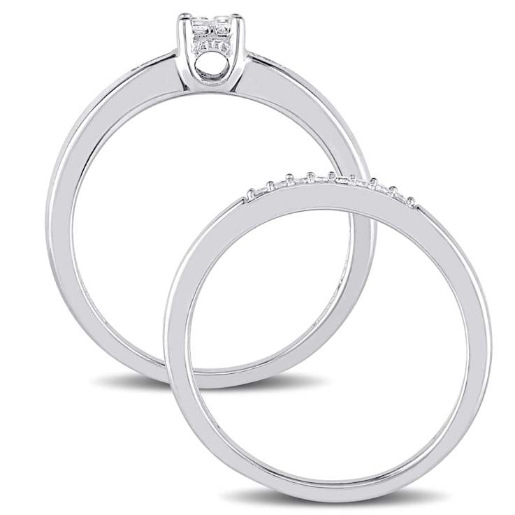 1/6 CT TW Princess Cut Diamond Quad Bridal Set in Sterling Silver