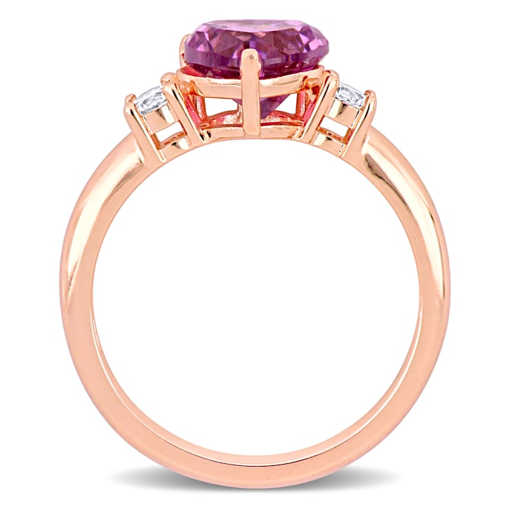 2 1/3 CT TGW Created Pink and White Sapphire Ring in Rose Plated
Sterling Silver
