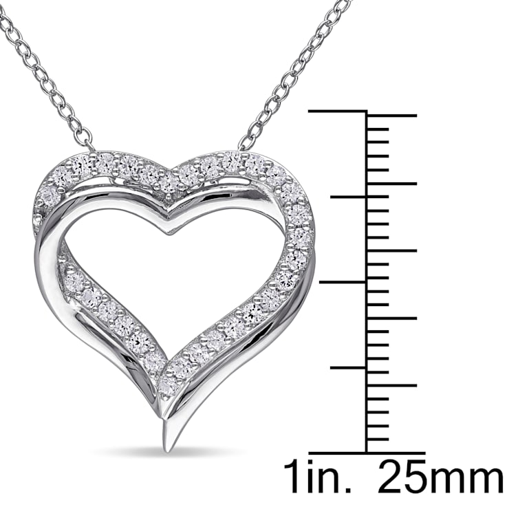 5/8 CT TGW Created White Sapphire Crossover Heart Pendant with Chain in
Sterling Silver