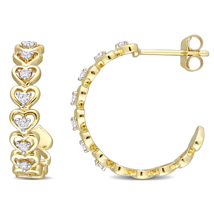 入荷中 Semi-Hoop Diamond TW CT 1/5 Heart Yellow 10k in Earrings アクセサリー