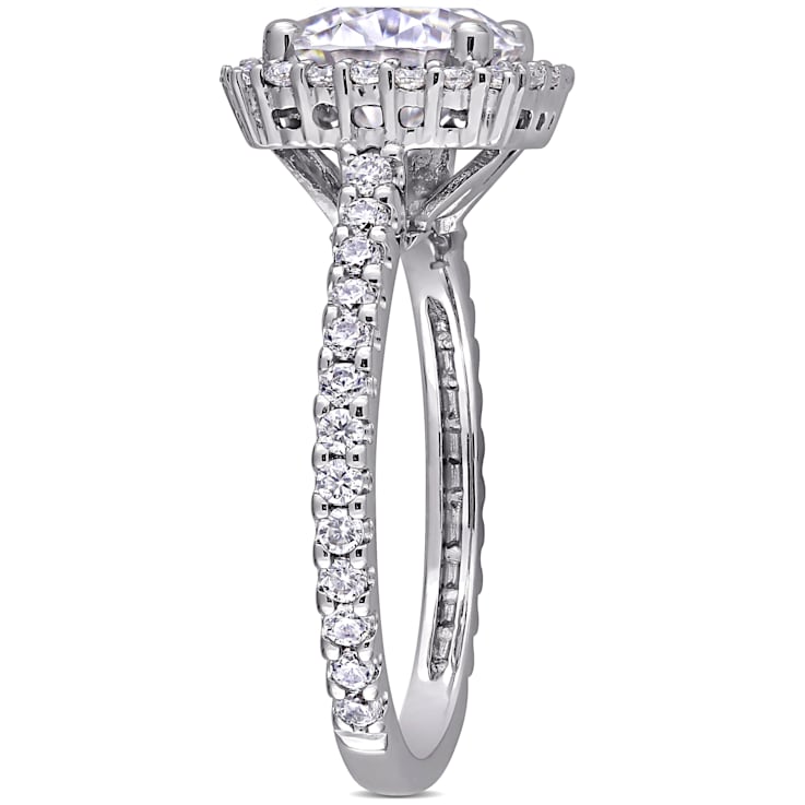 2-1/2 CT DEW Created Moissanite Halo Engagement Ring in 10K White Gold
