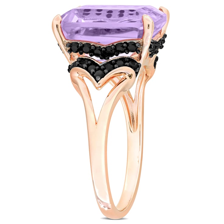 6 1/3 CT TGW Rose de France and Black Sapphire Cocktail Ring in Rose
Plated Sterling Silver