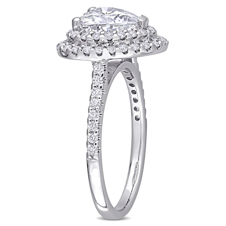 2-5/8 CT DEW Created Moissanite Double Halo Engagement Ring in 10K White Gold