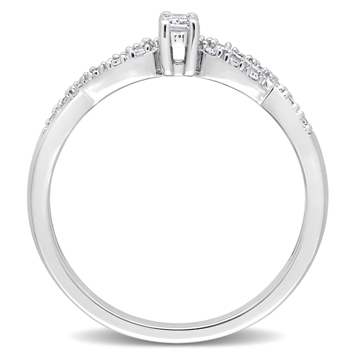 1/5 CT TGW Created White Sapphire and 1/10 CT TW Diamond Open Infinity
Ring in Sterling Silver