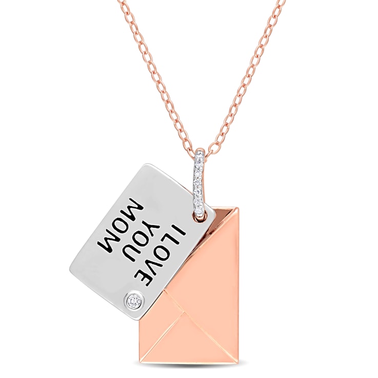 Diamond Accent Letter Envelope "I Love You" Pendant with Chain
in 18K Rose Gold Over Sterling Silver