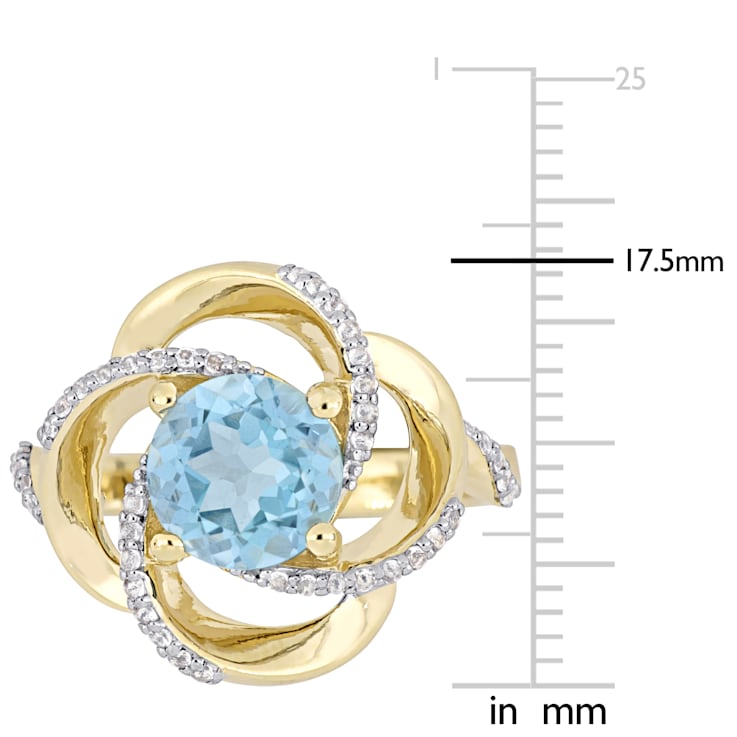 2 3/5 CT TGW Sky Blue and White Topaz Swirl Ring in Yellow Plated
Sterling Silver