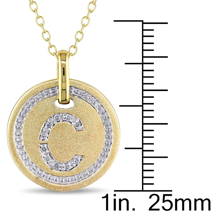 Diamond Initial "C" Pendant with Chain in 18K Yellow Gold Over
Sterling Silver