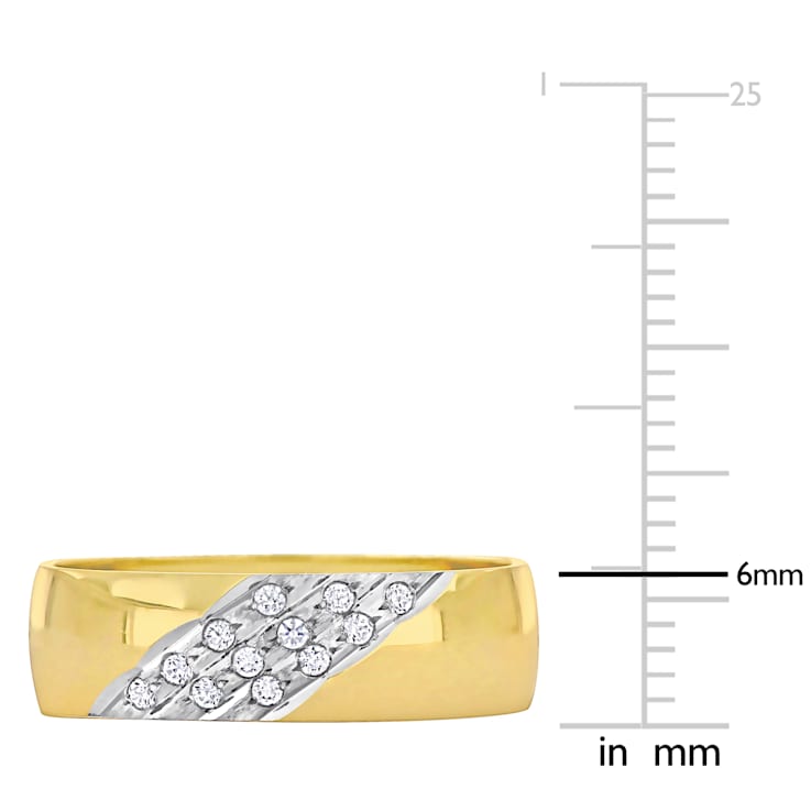 Men's 6mm Cubic Zirconia Matte Wedding Band in 10K Yellow Gold