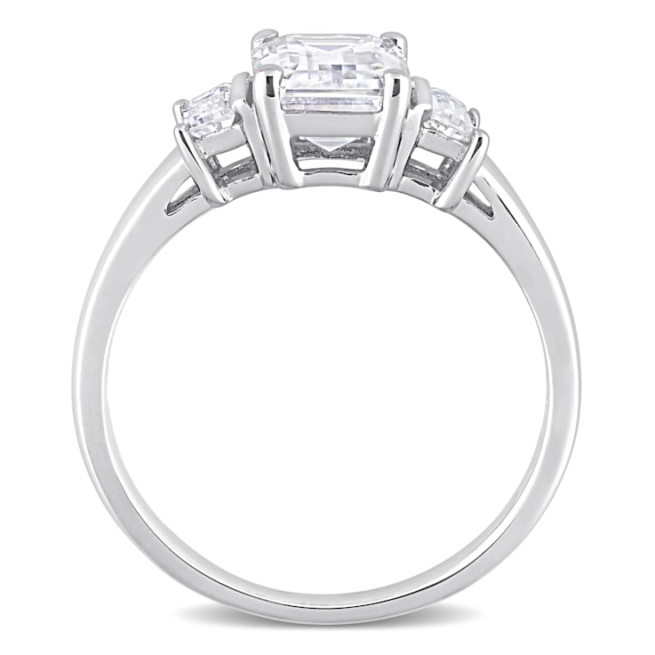 2 1/3 CT DEW Created Moissanite 3-Stone Engagement Ring in Sterling Silver